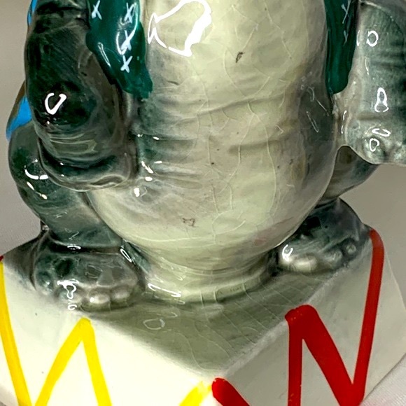 Vintage hand painted glazed ceramic Circus Elephant bank - Picture 9 of 9